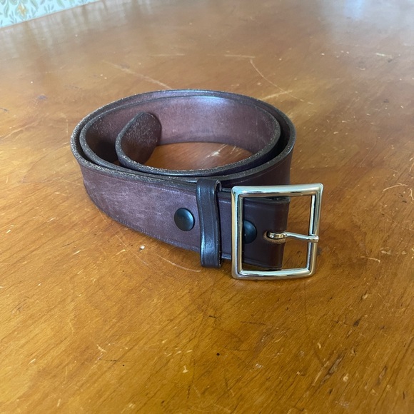 Brown Leather Belt with Silver Buckle - Picture 1 of 13